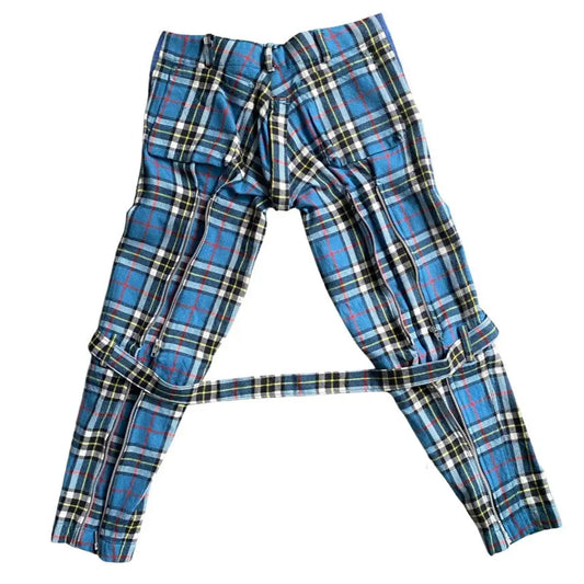 Sexy Dynamite London - Blue Tartan Bondage Trousers