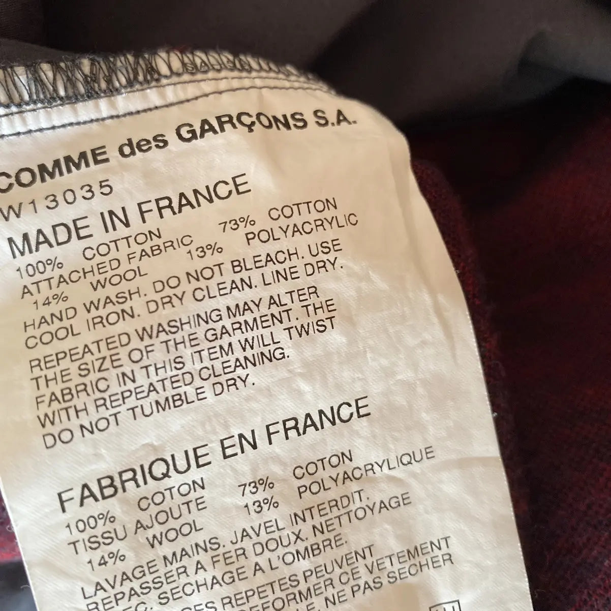 Comme Des Garcons - Front Plaid Shirt