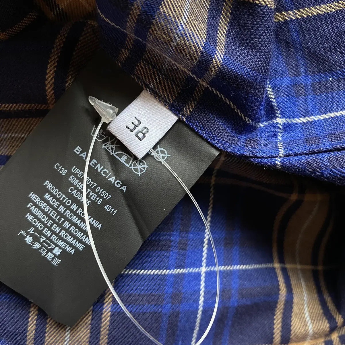 Balenciaga - Logo Blue Plaid Oversize Shirt