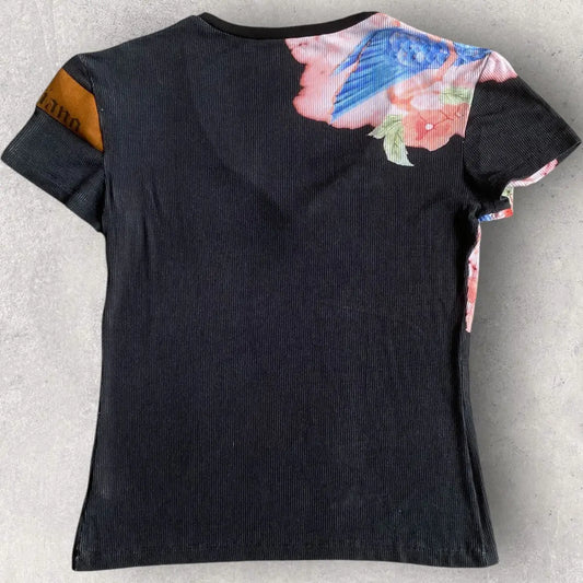 John Galliano - Vintage Rare Koi Fish Silk Blend Micro Ribbed T Shirt