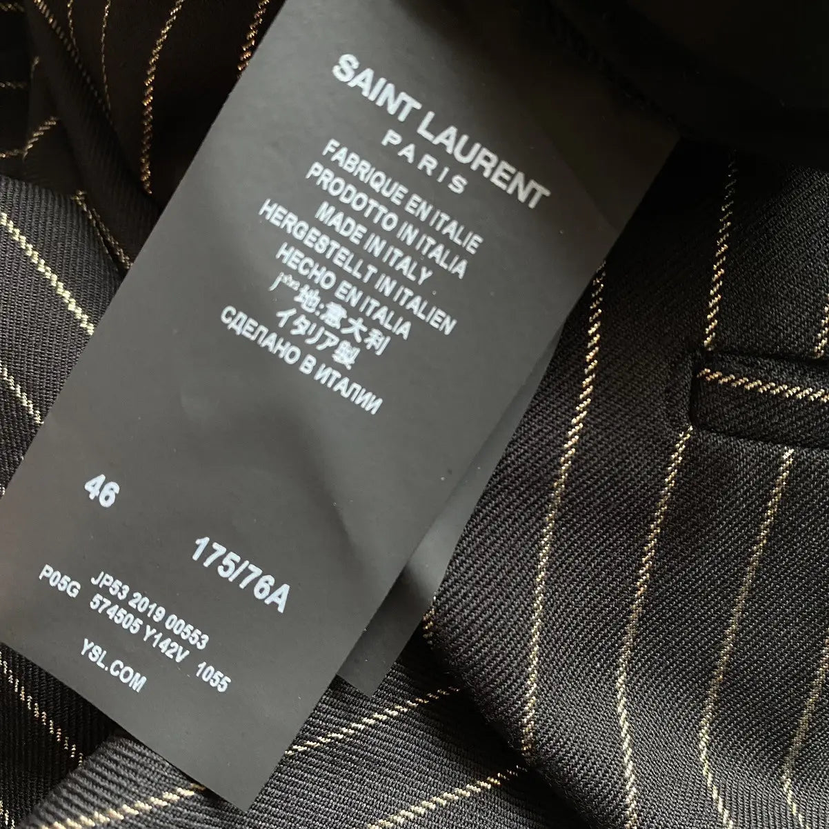 Saint Laurent Paris - SLP Black Gold Stripe Wool Trousers