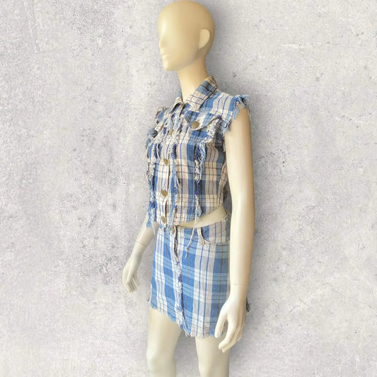 Vivienne Westwood - Vintage 1999 Blue Plaid Fray Hem Set