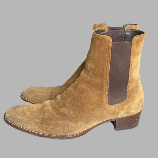Saint Laurent Paris SLP Wyatt 40 Suede Chealsea Boots