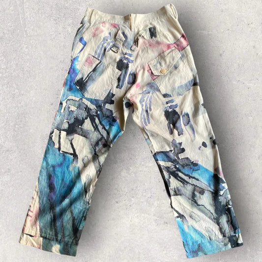 Yohji Yamamoto SS10 Y’s Linen Blend Water Color Print Pants