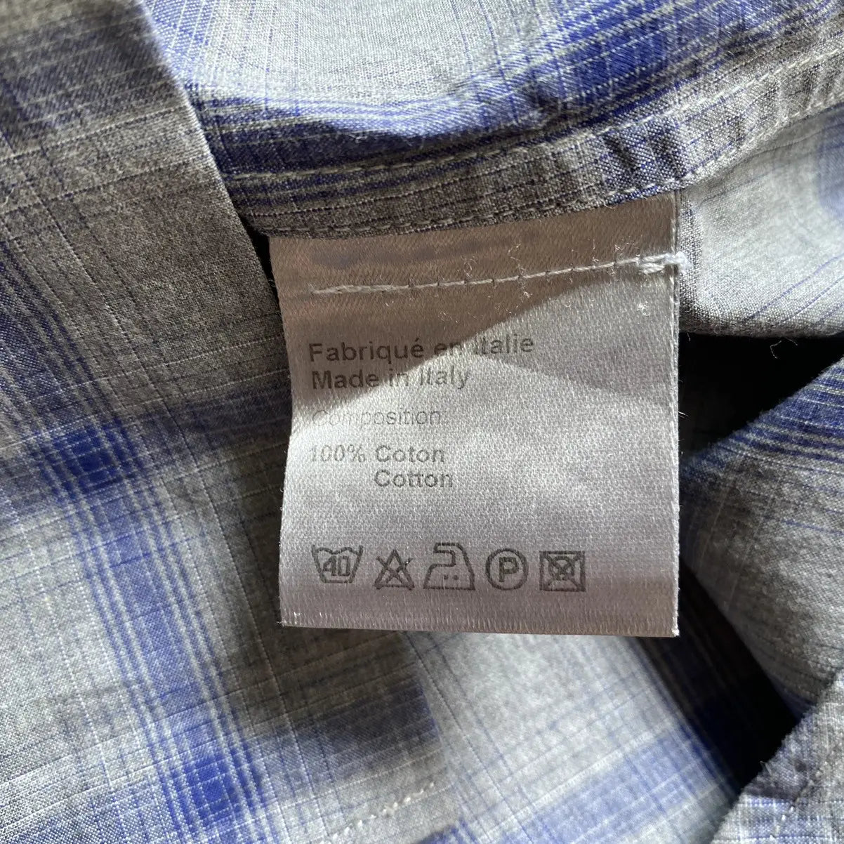 Dior - Fall09 Blue/Grey Plaid Pointed Flap Pockets Shirt