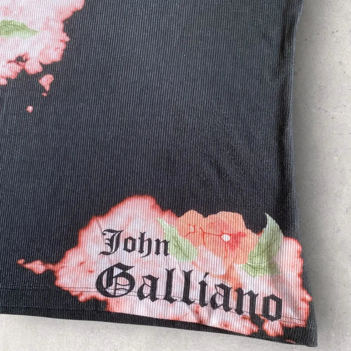 John Galliano - Vintage Rare Koi Fish Silk Blend Micro Ribbed T Shirt