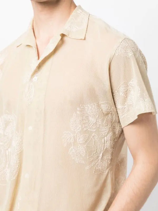 Bode - Moth Veil embroidered Mesh shirt