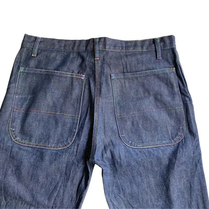Comme des Garcons - CDG Shirts Line Rainbow Stitched Blue Raw Pants