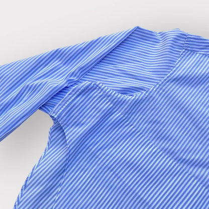 Vetements - SS19 Blue Stripes Oversized Cropped Shirt