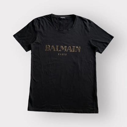 Balmain - AW16 Gold Foil Logo Slim Fit T Shirt