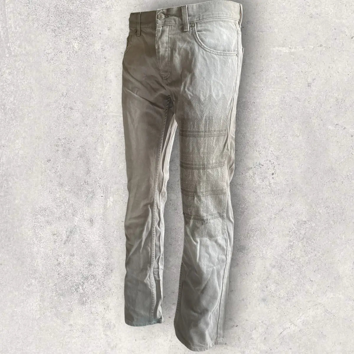 Helmut Lang - Archive Embroidered Grey Fade Denim Low Waist Contour fit