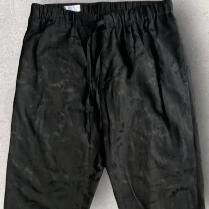 Dries Van Noten - Fall 2019 Black Jacquard Floral Rayon Blend Drawstring Pants