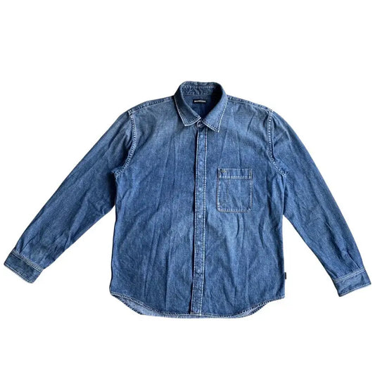 Balenciaga - 2019 Back Logo Embroidered Oversize Denim Shirt