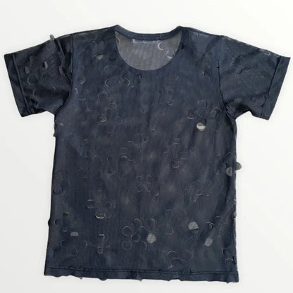 Comme Des Garcons - Floral Laser Cut Mesh Net T Shirt