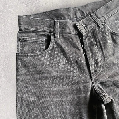 Helmut Lang : SS03 Archive Rubber ‘Tyre’ Print Denim