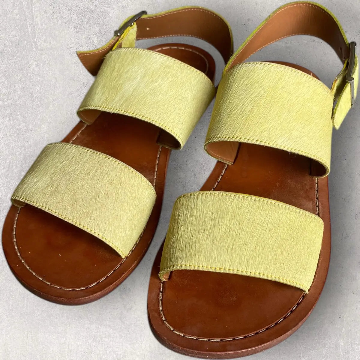 Marni - Yellow Calf Hair Straps Sandals