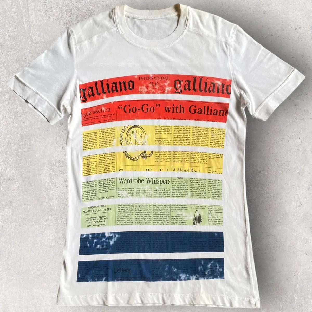 John Galliano - Newspaper Gazette Color Block Tee