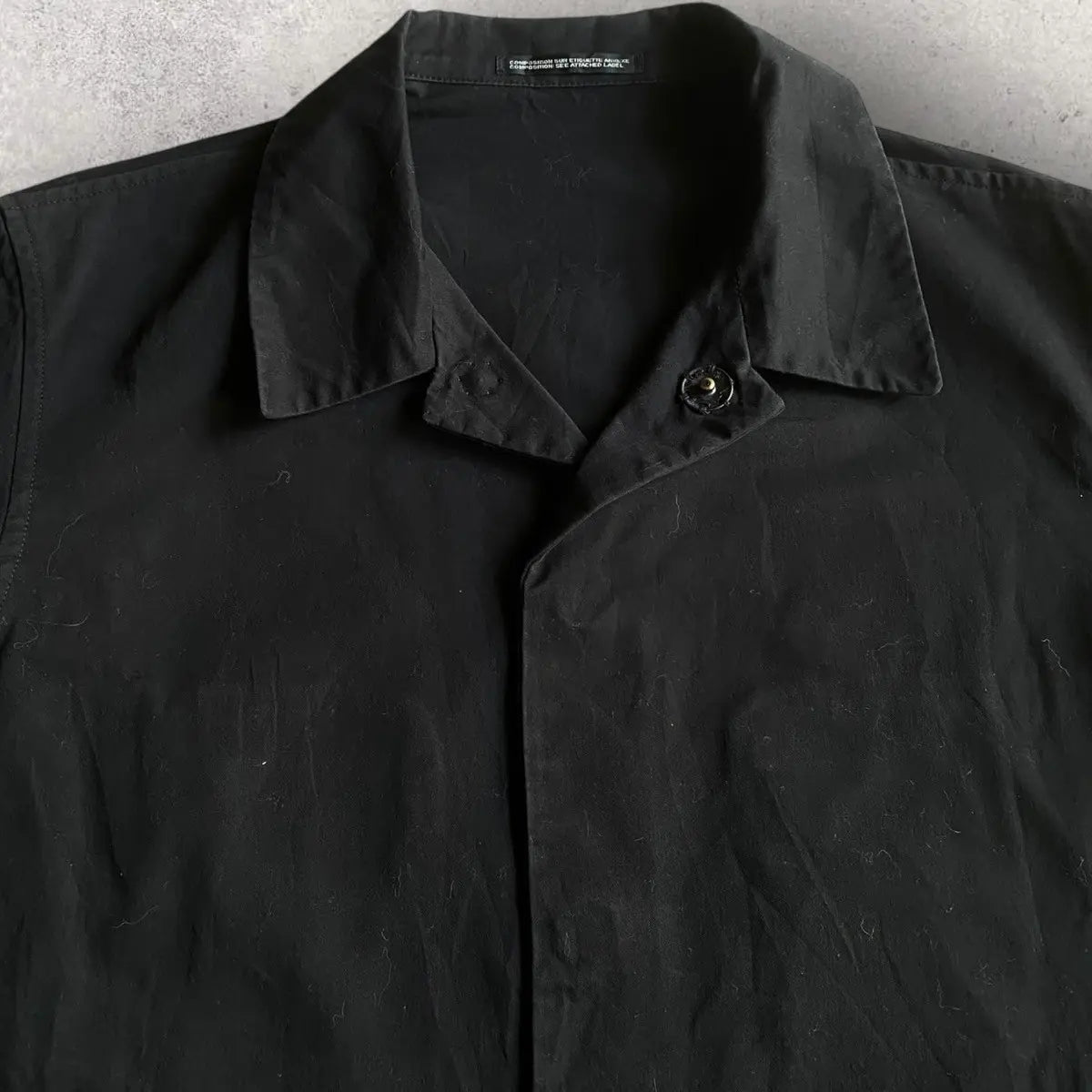 Yohji Yamamoto - Black Cotton Open Collar Boxy Fit Jacket
