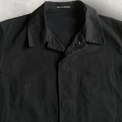 Yohji Yamamoto - Black Cotton Open Collar Boxy Fit Jacket