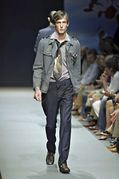 Prada - SS05 Runway Worn Denim Military Belted Back Jacket