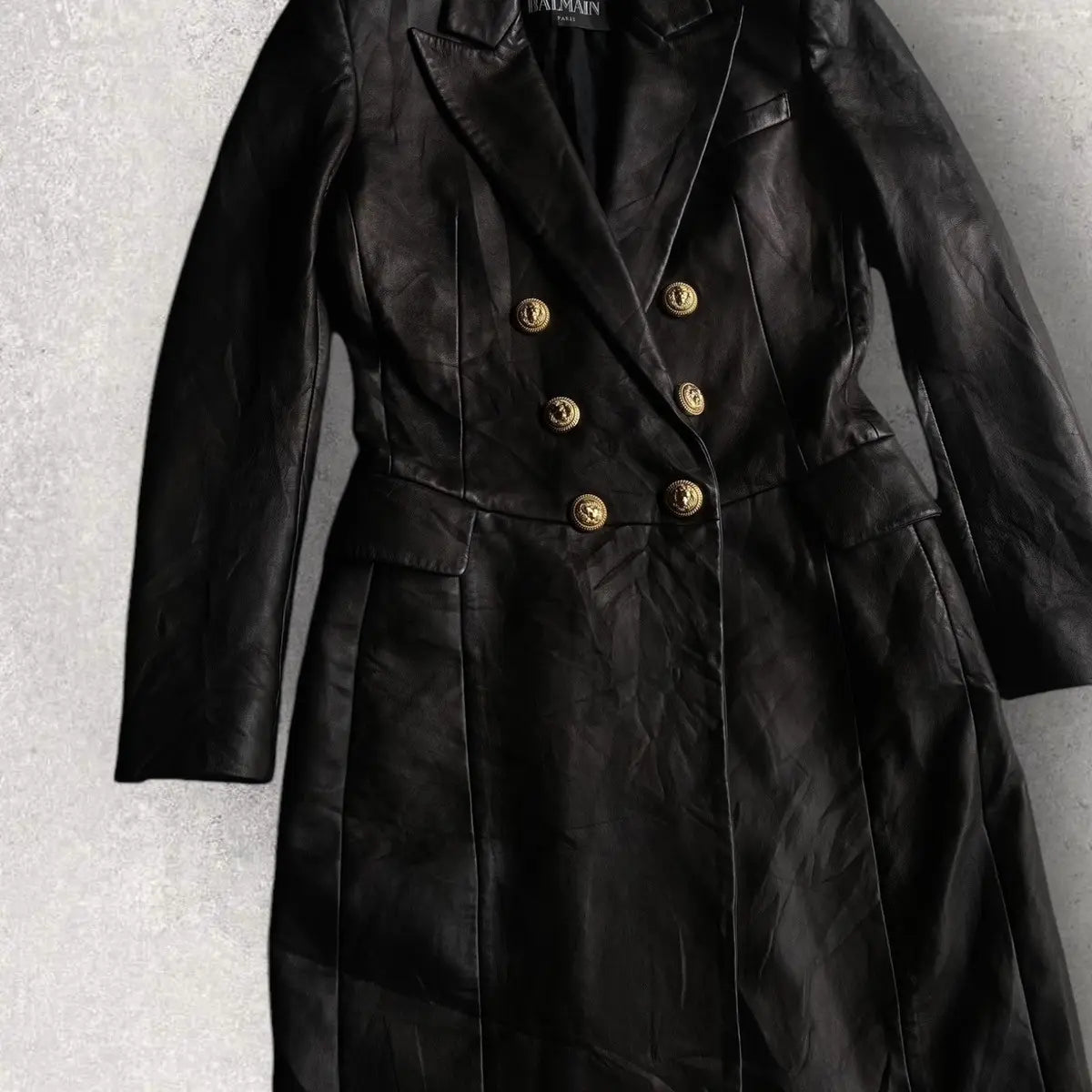 Balmain - Double Breasted Sheep Leather Coat