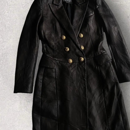 Balmain - Double Breasted Sheep Leather Coat
