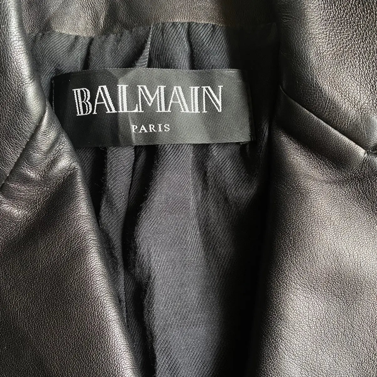 Balmain - Double Breasted Sheep Leather Coat