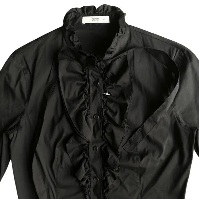 Prada - Black Ruffle Stretch Shirt