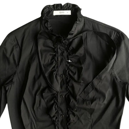 Prada - Black Ruffle Stretch Shirt