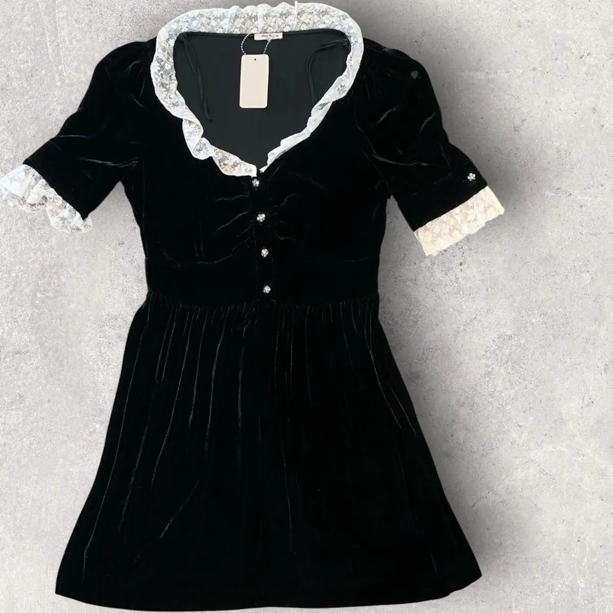 Miu Miu - 2019 Miu Miu Crush Velvet and lace Dress
