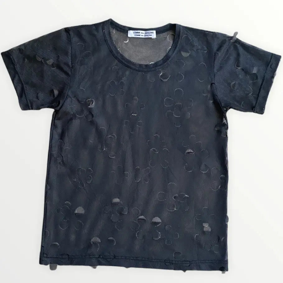 Comme Des Garcons - Floral Laser Cut Mesh Net T Shirt