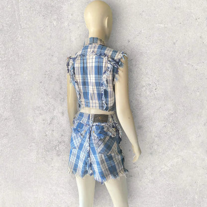 Vivienne Westwood - Vintage 1999 Blue Plaid Fray Hem Set