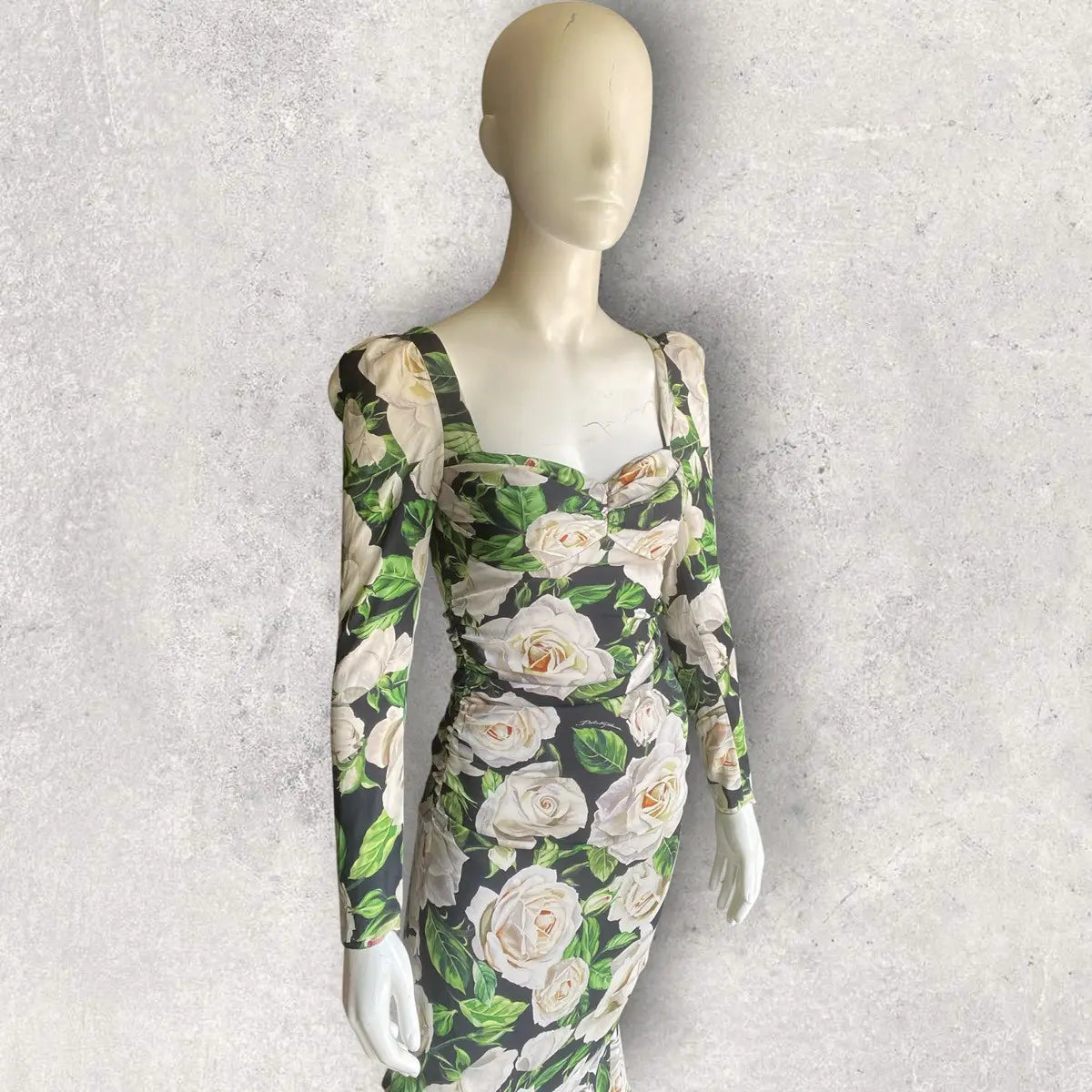 Dolce & Gabbana - Fall19 Floral Print Sweat heart Neck Dress