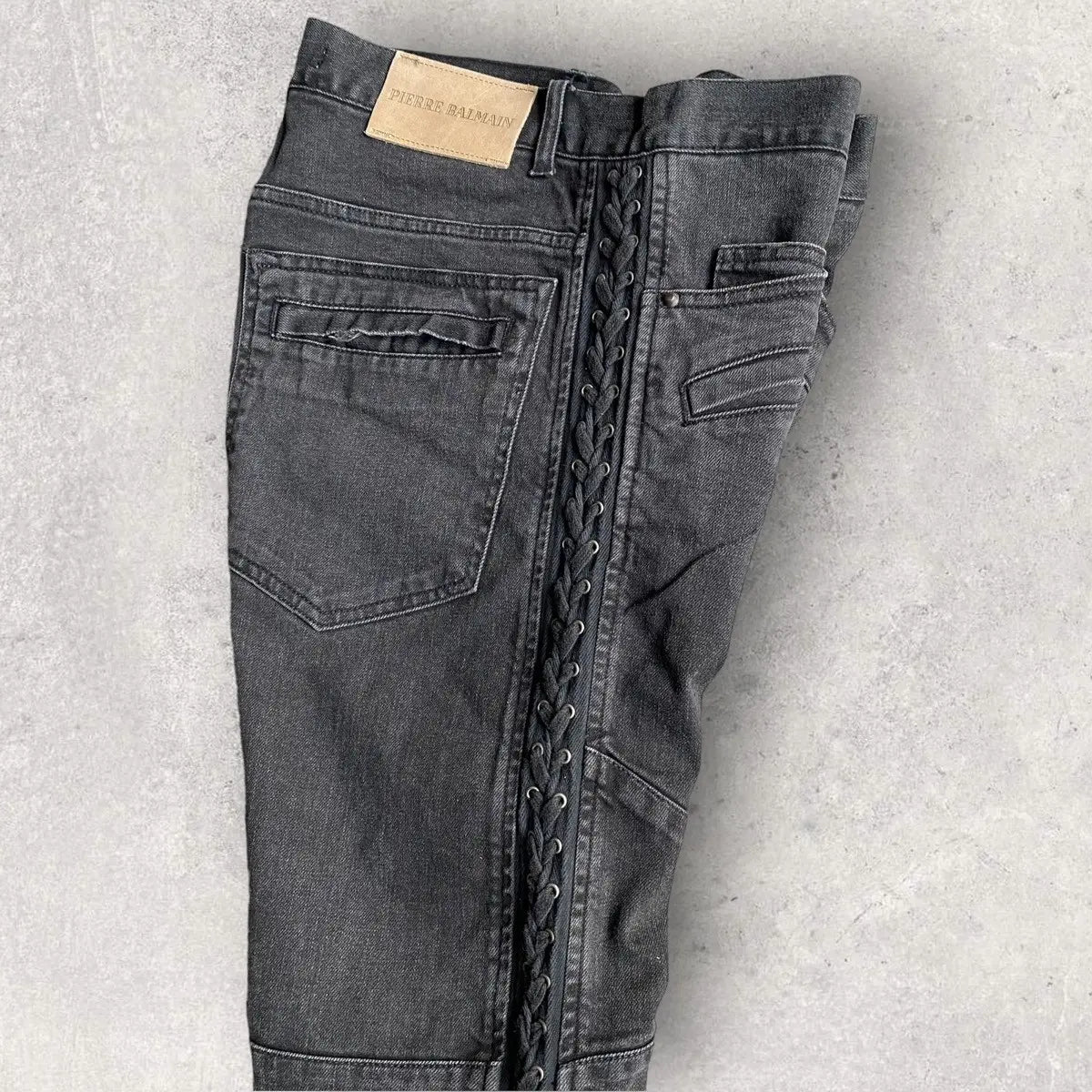 Balmain - Pierre Balmain Side Lace Biker Jeans  Men's US 35•Gently Used