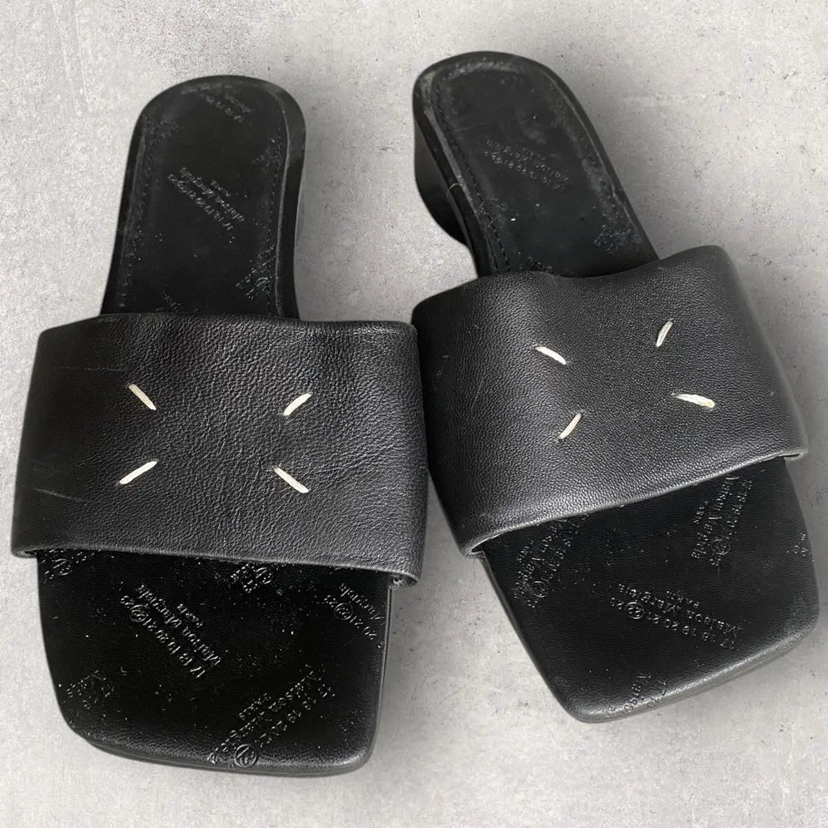 Maison Margiela - Margiela Black Leather Sandal With Stitching