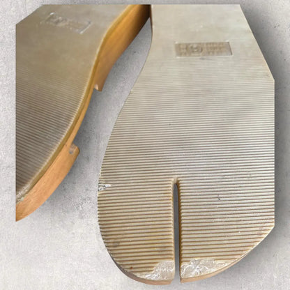 Maison Margiela - SS05 MM6 wood tabi clogs with green leather straps