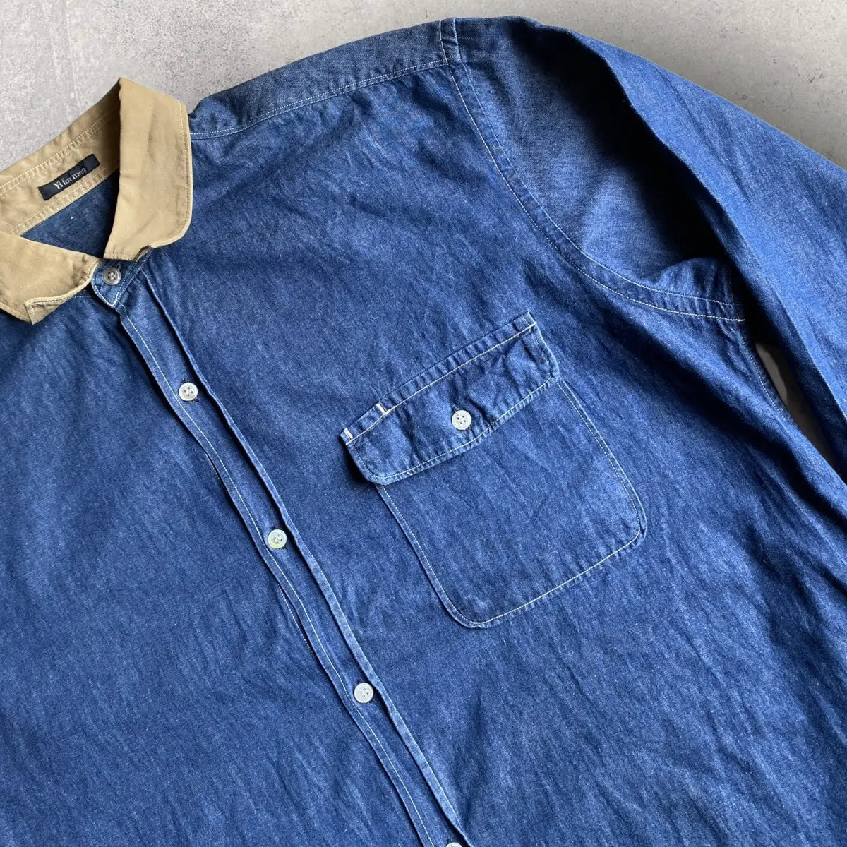 Yohji Yamamoto Y’s For Men contrast Collar and Cuff Oversized Shirt