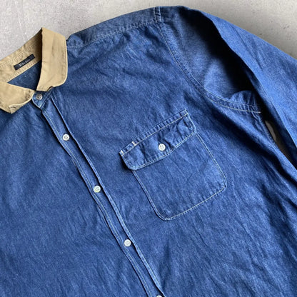 Yohji Yamamoto Y’s For Men contrast Collar and Cuff Oversized Shirt