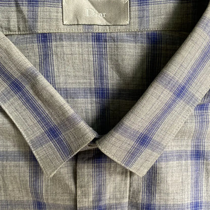 Dior - Fall09 Blue/Grey Plaid Pointed Flap Pockets Shirt