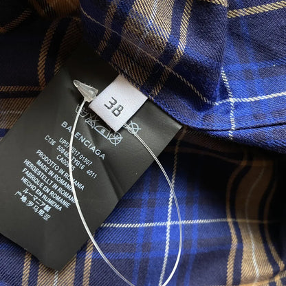 Balenciaga - Logo Blue Plaid Oversize Shirt