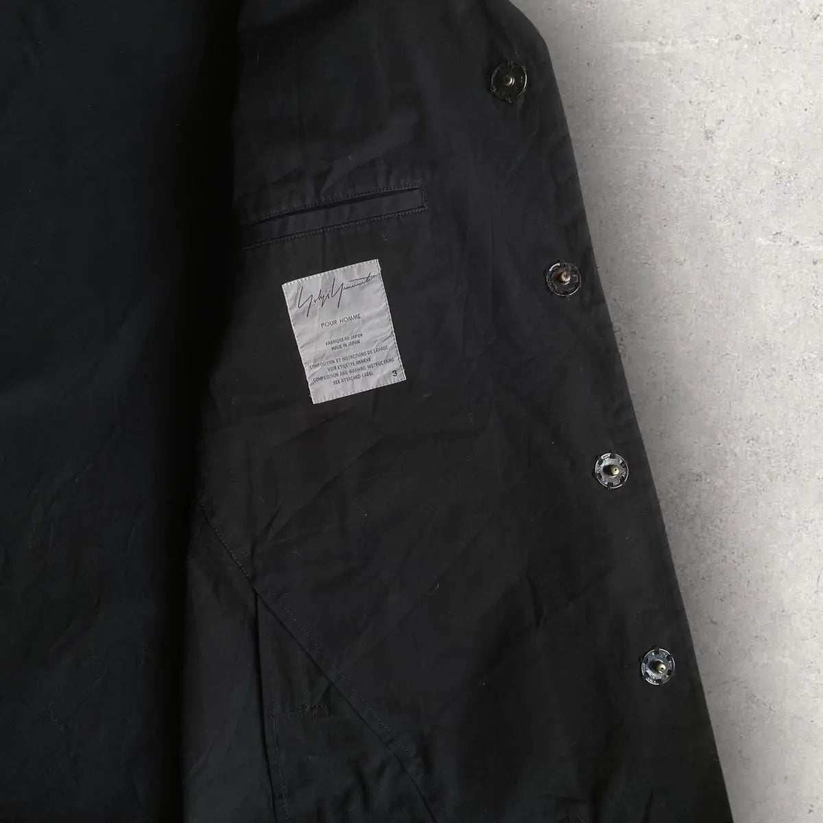 Yohji Yamamoto - Black Cotton Open Collar Boxy Fit Jacket