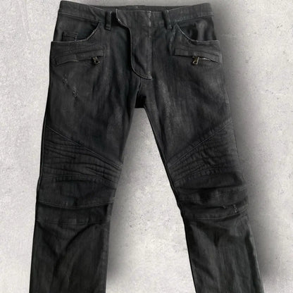 Balmain - Black Wax Biker Denim