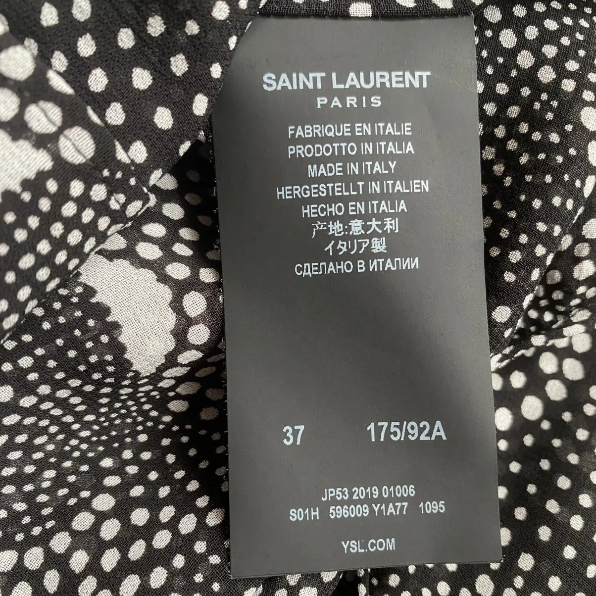 Saint Laurent Paris - SS19 Polka dot Silk Shark Collar Shirt