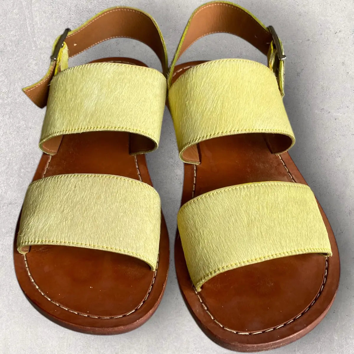 Marni - Yellow Calf Hair Straps Sandals
