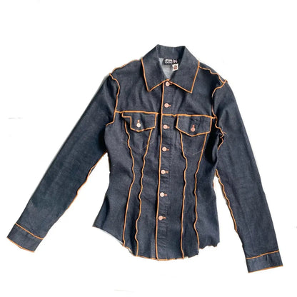 Jean Paul Gaultier - JPG Stretch Denim Wasp Waist Out seam Jacket