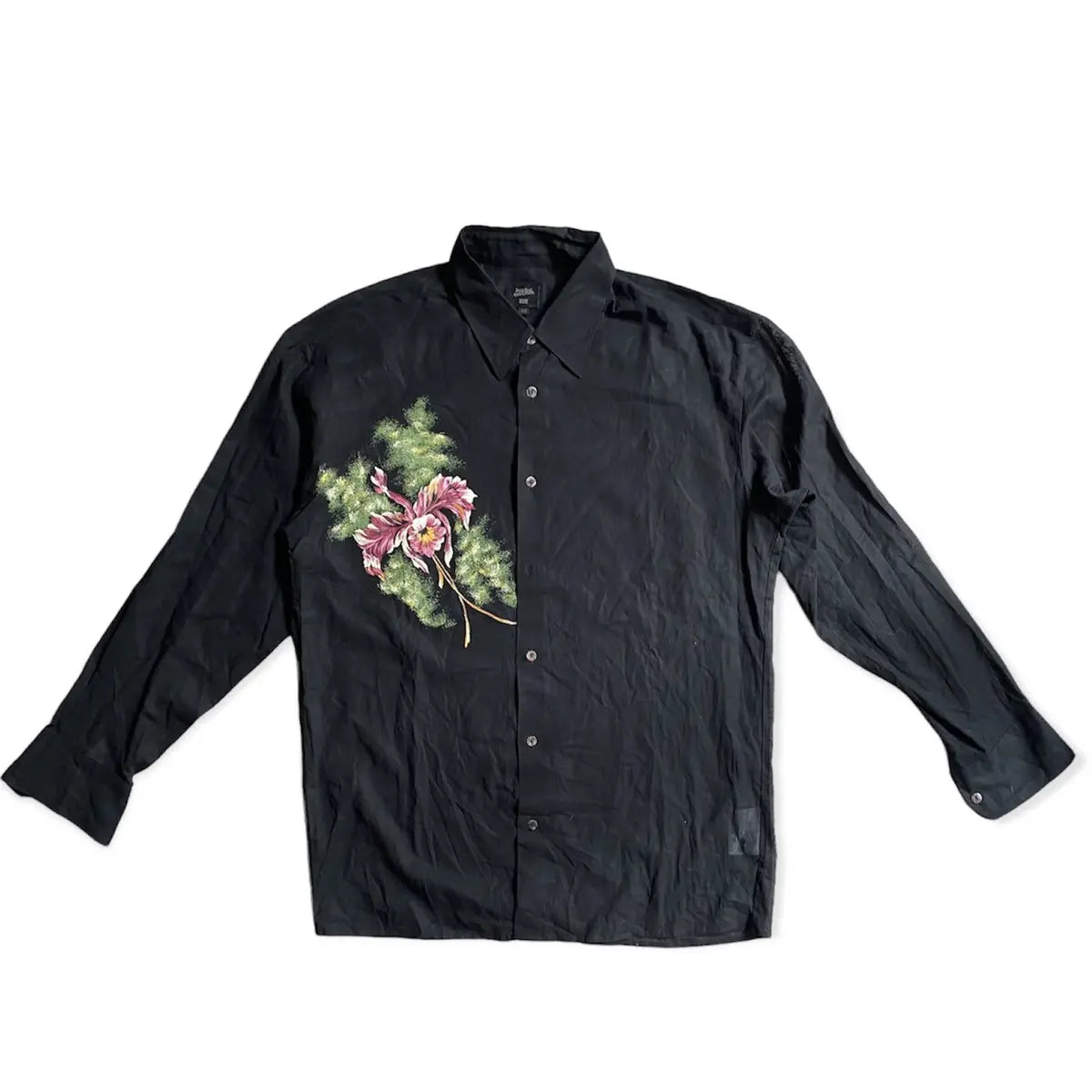 Jean Paul Gaultier - JPG Flower Print Black Semi Translucent Shirt
