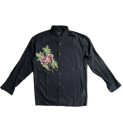 Jean Paul Gaultier - JPG Flower Print Black Semi Translucent Shirt