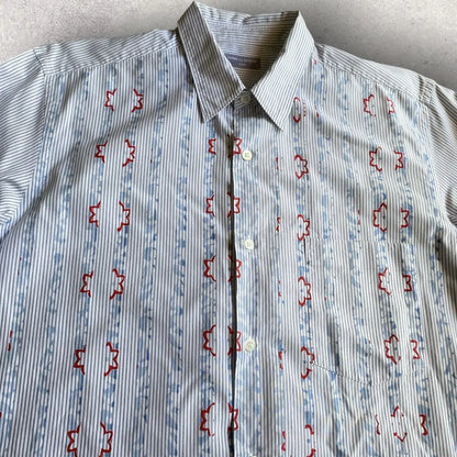 Comme des Garcons - Vintage SS01 Oversize Print On Stripe Shirt