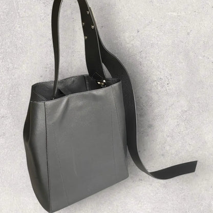 Calvin Klein 205W39NYC - Luxe Calf Leather Stripe Link Bucket Bag