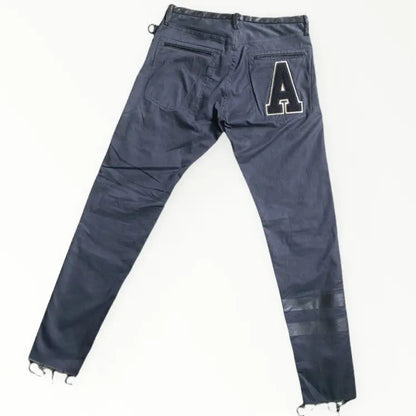 Undercover - SS18 Leather Waist Wool Vasity Patch Jeans